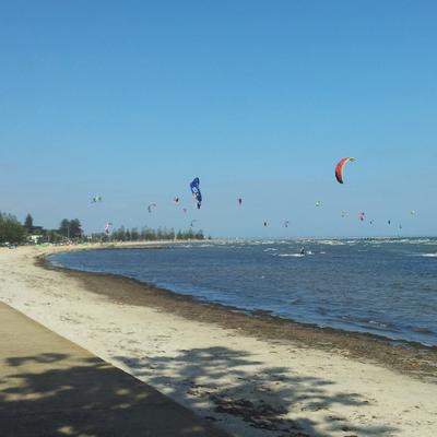 Kite Surfers on a windy day at Altona beach