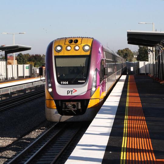 Deer Park station VLocity train arrival