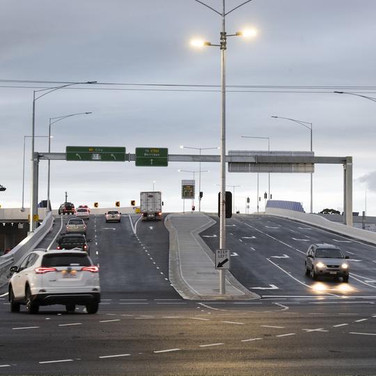 Road bridge over railway line at Hoppers Crossing