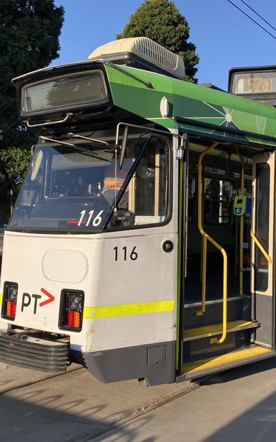 Yarra Trams Z-class tram 116 on Route 57 at the West Maribyrnong terminus