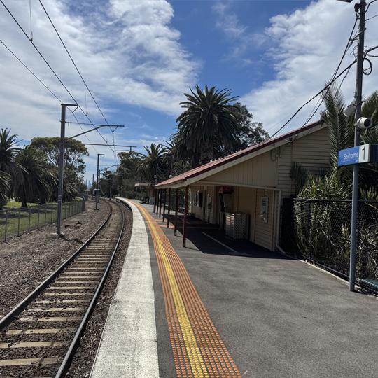North-east bound view from the station platform at Seaholme railway station