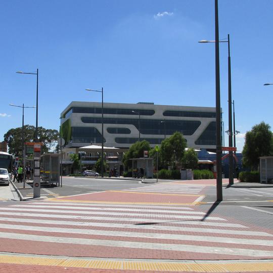 Sunshine bus station, Sunshine, Victoria, looking from the entrance to the railway station