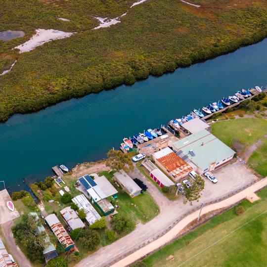 Boat houses along Kororoit Creek, Williamstown North